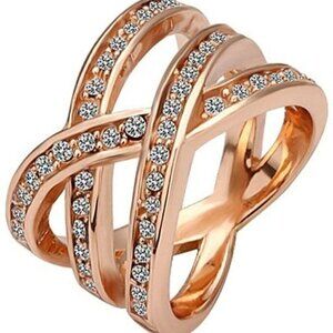 Cate & Chloe Nicole "Victorious" Criss Cross Ring Rose Gold CZ Costume Jewelry 6